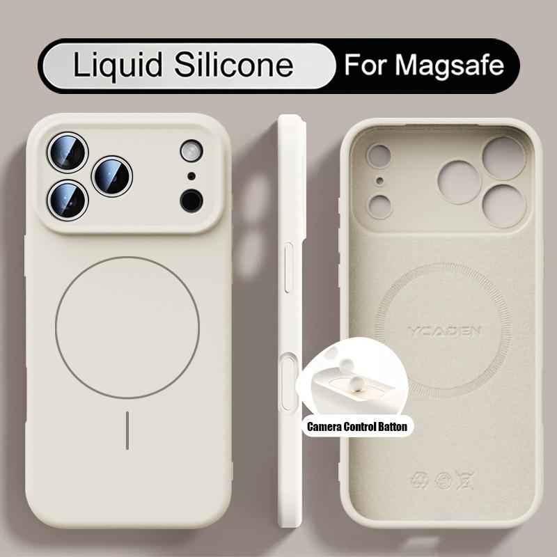 For iPhone 17 Pro Max Case Magnetic For Magsafe Liquid Silicone Soft Cover Coque For iPhone 16 15 14 13 Pro Max 17E 16E