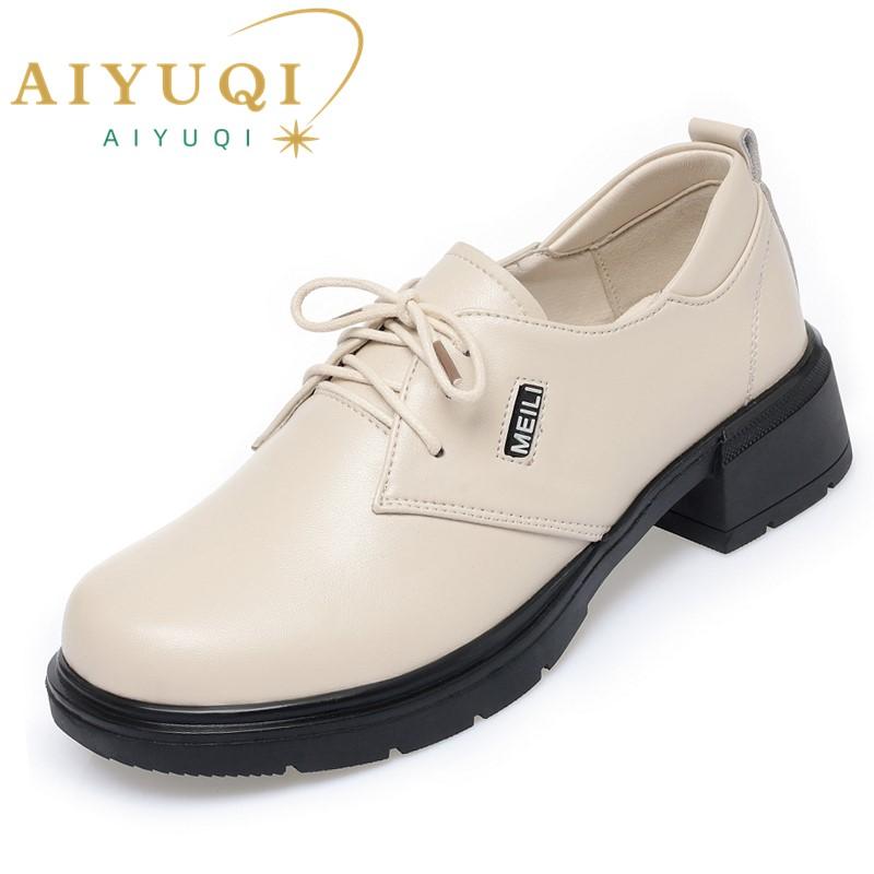 Fashion AIYUQI Women Oxford Shoes 2025 New British Style Loafers Women Large Size 41 42 43 Non-Slip Genuine Leather Women's Shoes