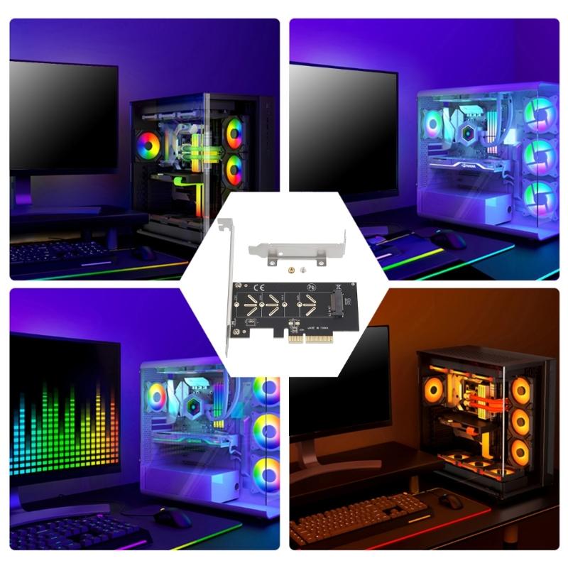 NVMe M Key PCIe Converter Card For Drive Installation Easy Tool Less and Heat Dissipation Compatibles Multiple Systems