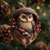 Detailed Woodland Animal Ornaments Pine Cone Christmas Ornaments 2D Flat Acrylic Forest Xmas Tree Pendant Retro Style Pendants Cute Hedgehog