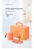 Orange Leather Gift Box: Ceramic Mug Set with Lid & Tea Infuser, Customizable Business Gift.