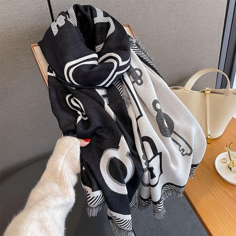 Autumn and Winter Imitation Cashmere Scarf Women's Versatile Warm Shawl Fashion Key Printing Outer Scarf