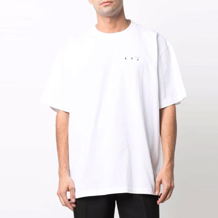 Off-White Caravaggio Paint Over Short-Sleeve Tee White/Black Men Tops OMAA038C99JER0060110