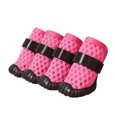 4pcs/set Breathable Mesh Dog Shoes Soft Wear Resistant Dog Foot Covers Adjustable Non-slip Puppy Socks Shoes