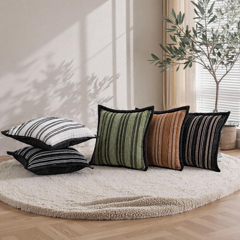 30x50/45x45cm Simple Chenille Pillowcase Cojines Yarn-Dyed Jacquard Striped Throw Pillow Cover Geometric Soft Cushion Covers