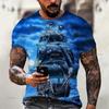 Vintage Men's Graphic T Shirts 3D Printing Pirate Ship Crew Neck Short Sleeve T-shirt For Men Oversized Clothing Homme Camiseta