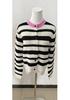 2025 Autumn/Winter Shen Mengchen Style Black Striped Knit Cardigan Sweater