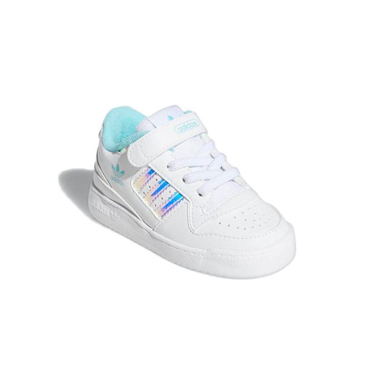 Adidas Originals Forum Iridescent Velcro Thick Sole Comfortable Versatile Casual Low Top Skate Shoes Baby Sneaker White Blue GZ8847