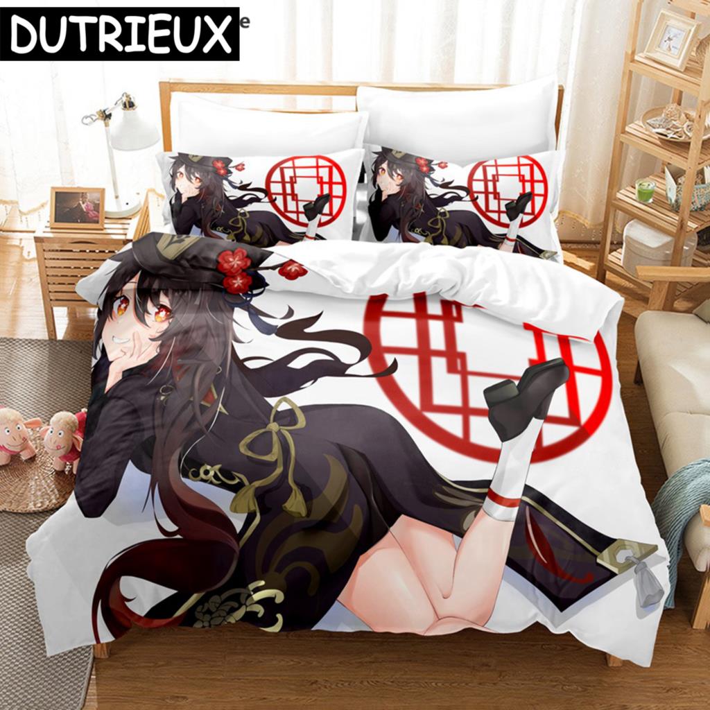 

Hu Tao Genshin Impact Game 3D пододеяльник комплект постельного белья одеяло льняные наволочки домашний декор односпальная двуспальная двуспальная кровать двуспальная кровать EU single(135x200cm)