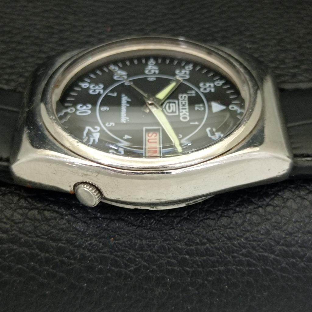 JAPAN VINTAGE SEIKO 5 AUTOMATIC 6309A MENS BLACK COLOR DIAL WATCH A701225-5 R206a-a701225