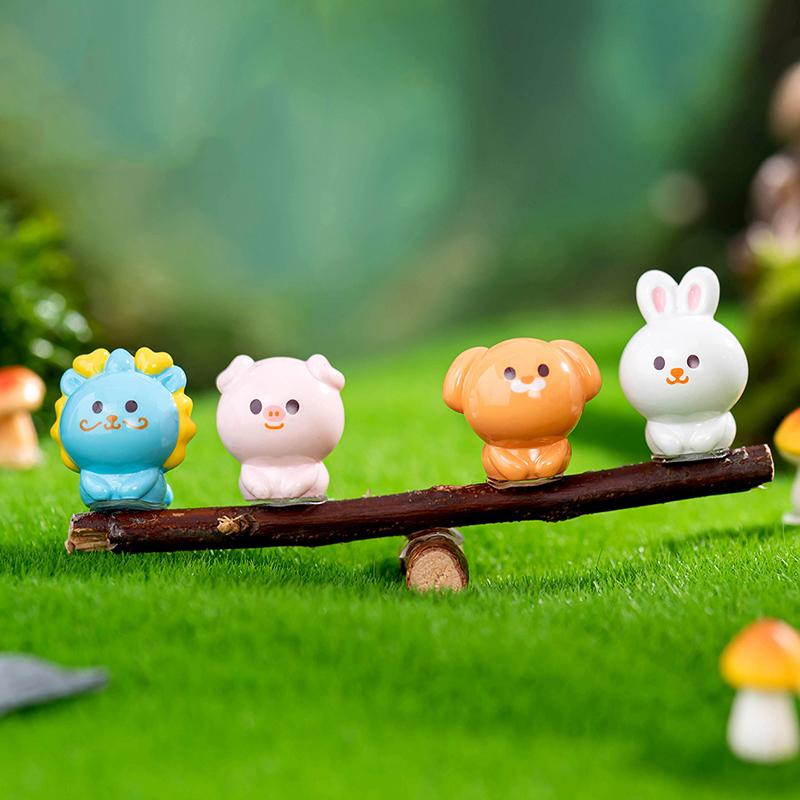 1Set Chinese Zodiac Mini Figurines Miniature Landscape Decor Desktop Small Ornament Garden DIY Decoration Accessories Home Decor