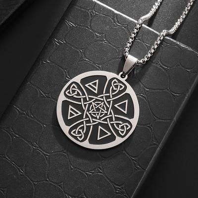 New Irish Knot Witchcraft Five-pointed Star Stainless Steel Amulet Necklace Box Chain Titanium Steel Jewelry Accessories Accessories
