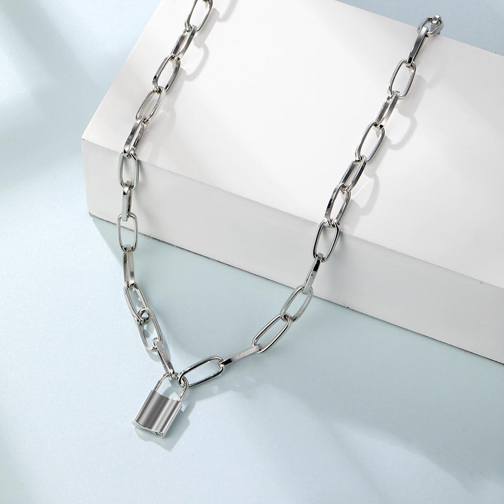 Trendy And Bold Geometric Lock Necklace For Women With Durable Alloy And Unique Layered Design Perfect For Chic Fashion Looks An