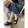 Wedge heel slippers women wear new thick-soled muffin women's sandals fashion cool slippers high heels