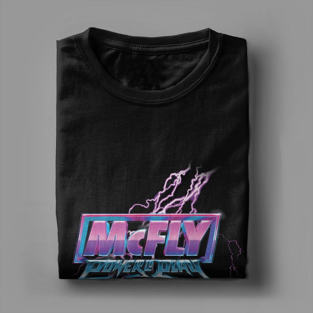 Men's T-Shirt McFly Power To Play Logo Awesome 100% Cotton Tee Shirt Short Sleeve Pop Rock T Shirt O Neck Clothing Plus Size