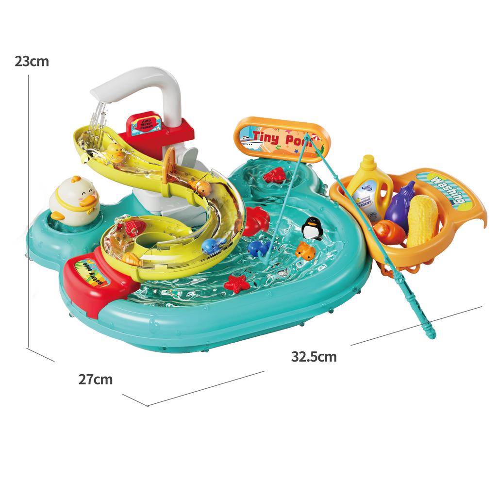 Lavello giocattolo multifunzione per bambini piccoli 2 in 1, giocattoli da cucina, lavastoviglie elettrica con acqua corrente, finta