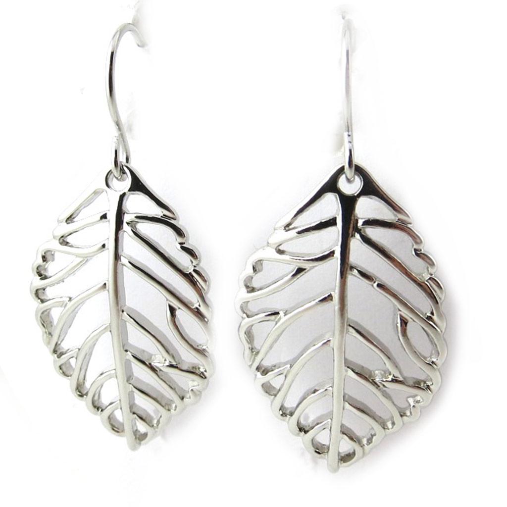 Les Trésors De Lily [N0753] - Silver 'Gold Leaf' Designer Earrings