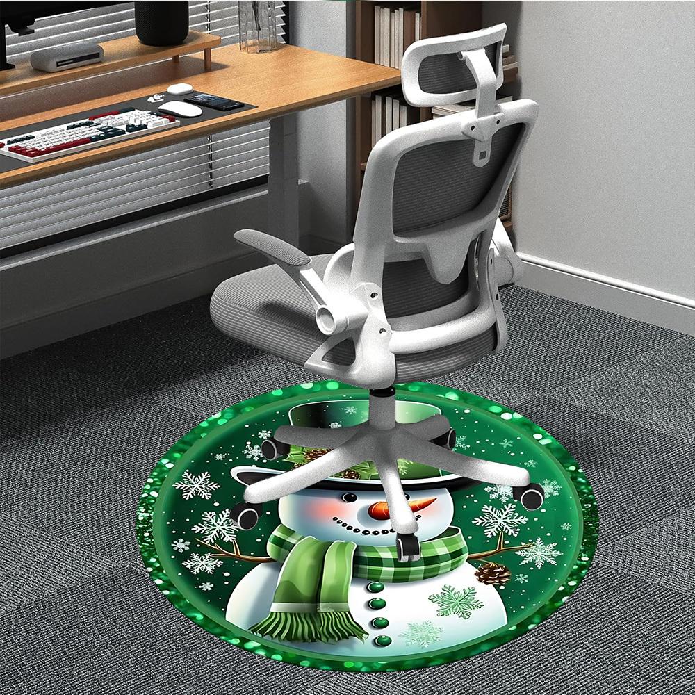 

1PC Snowman Decorations Chair Carpet for Office, Indoor Non-Slip Washable Carpet, Soft Comfortable Mat For Office Room yy250930073 80cm by 80cm