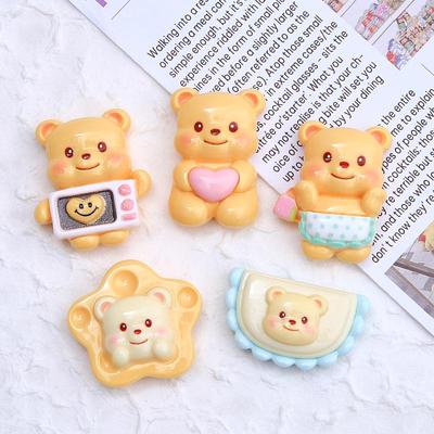 Yellow Butter Bear Resin Hair Clips & Crocs Charms - DIY Cute Cartoon Accessories & Shoe Decorations