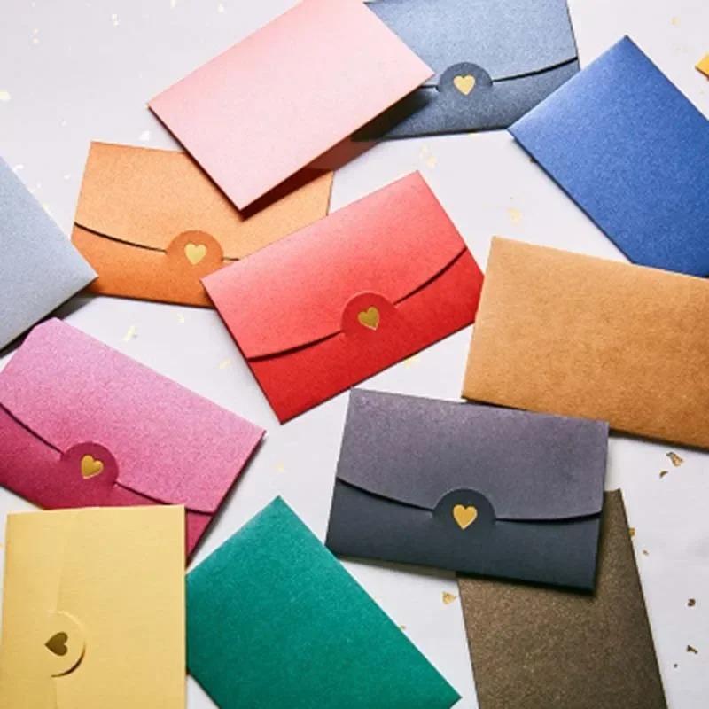 20pcs Mini Envelopes Small Greeting Card Name Card Envelope Hot Stamping Love Pearlescent Paper