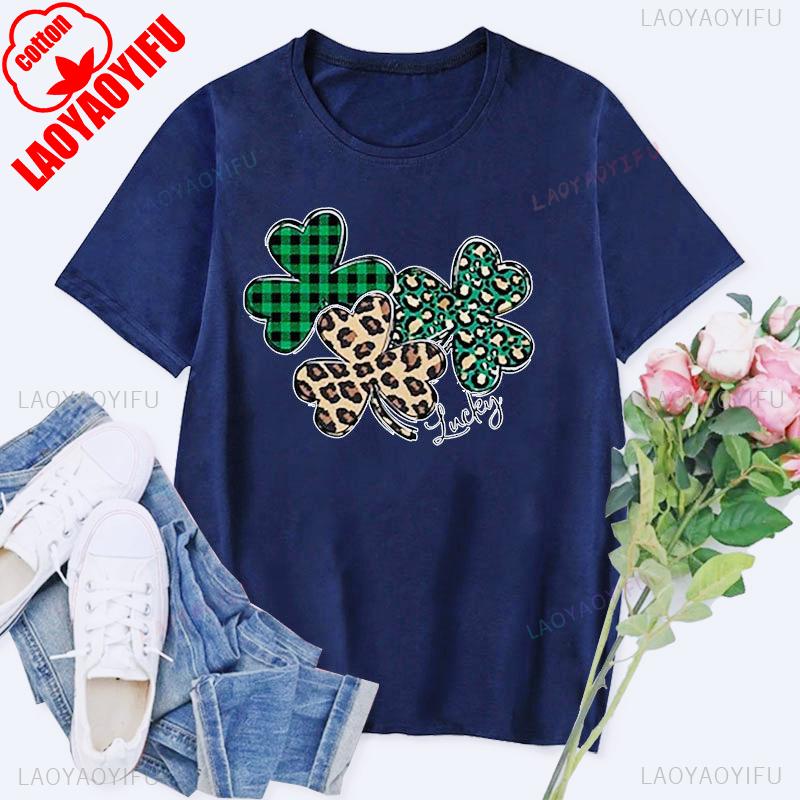 Womens Tshirt St Patricks Day Graphic Tops Funny Short Sleeve Shamrock Shirts Cute St Pattys Printed Tee Unisex Cotton Camisetas