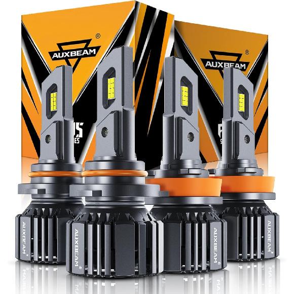 Auxbeam 9005 H11 Combo Bulbs, 40000LM 600% Brighter 9005 H11 Fog Light Bulbs, 6500K White 9005 H11 Bulbs With Five-Layer Cooling System, 20% Smaller