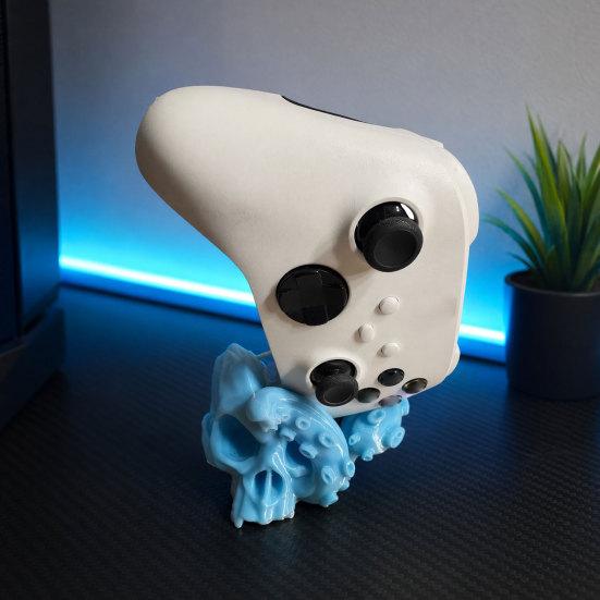Gaming Controller Stand, 3D Printed Octopus Skull Controller Holder for Halloween Home Gaming Room Desk Decor, Gift for Gamers