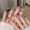 Medium Coffin Press On Nails with Rhinestones Designs Reusable Full Cover Glue On Fake Nails Press Ons Artificial False Nails Stick On Nails for Women