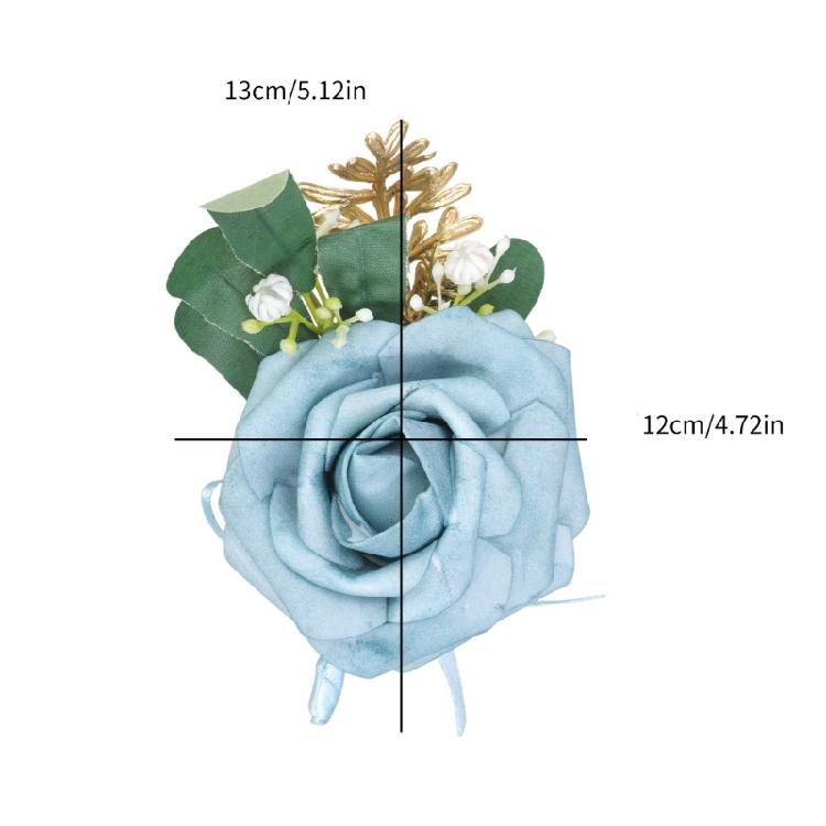 Artificial Flower Boutonniere Fabric Wrist Corsage for Groomsmen Bridesmaids