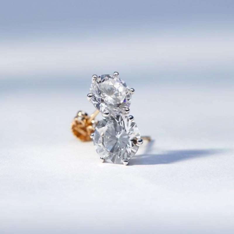 Tani by Minetani 14k Classic Solitaire Earring  2ct