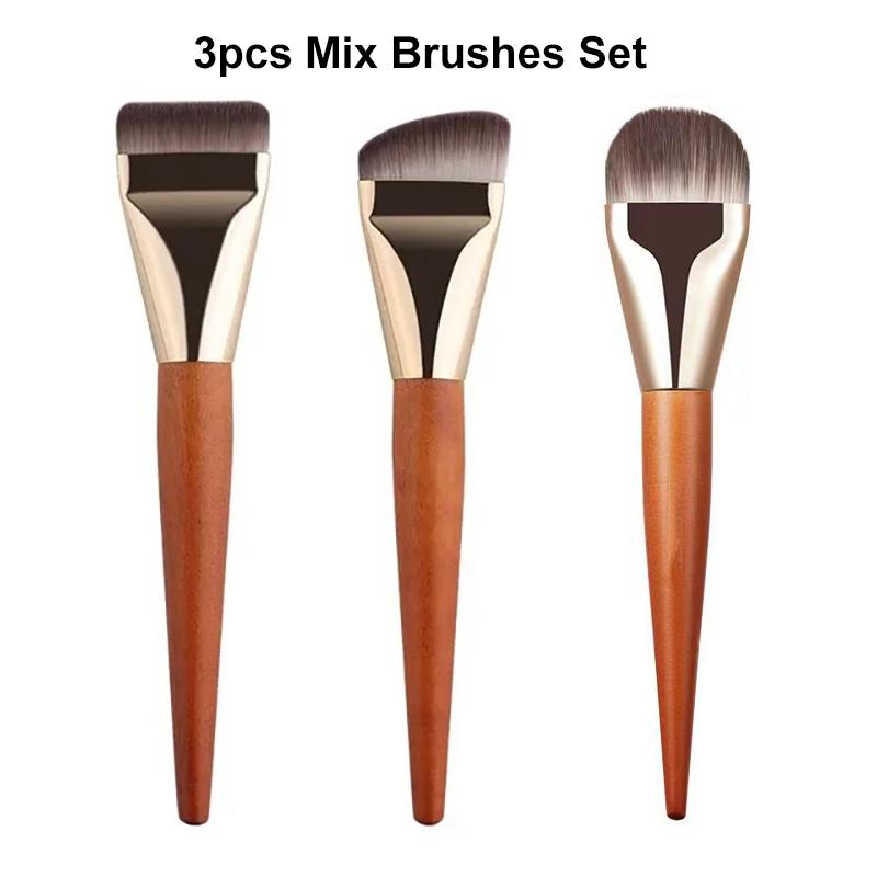 3/2/1pcs Ultra Thin Foundation Brush Soft Hair Thin Face Contour Brush Flat Contour Brush Blending Foundation Cream Makeup Tools