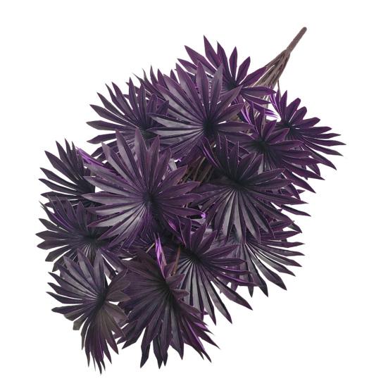Purple Artificial Palm Tree Realistic Faux Palm Tropical Leaves Fake Palm Branches for Halloween Christmas Indoor Outdoor Decor