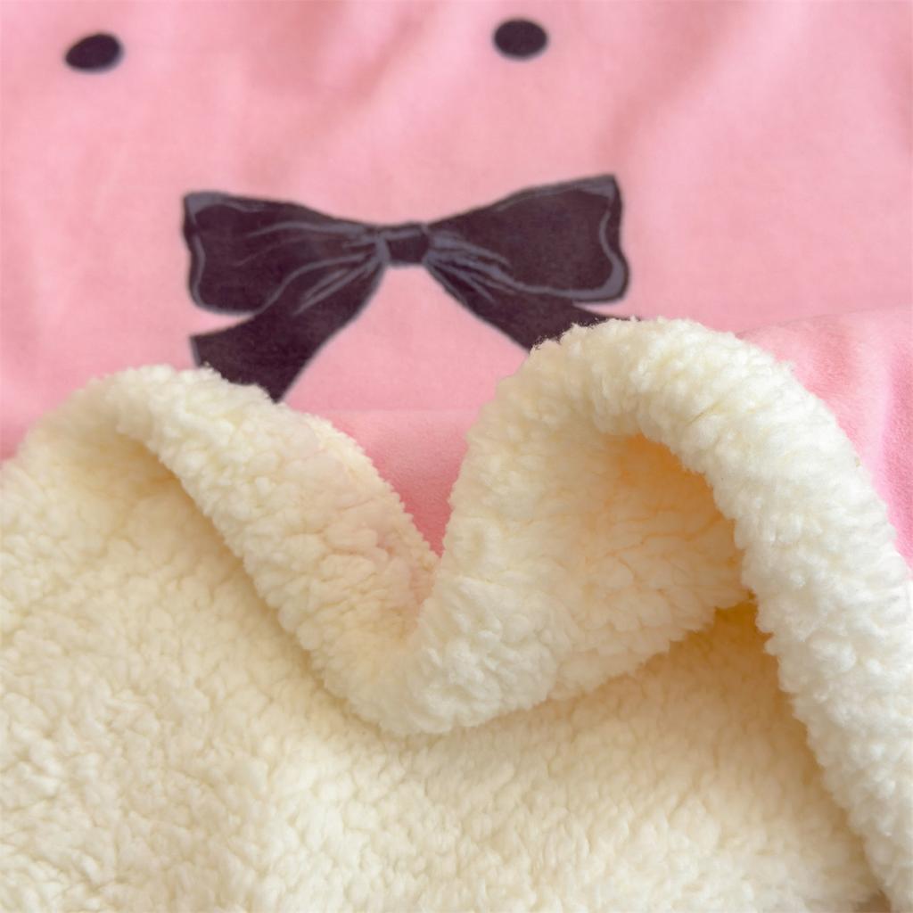Cartoon Bowknot Printed Coral Fleece Blanket Thickened Artificial Lambswool Spring Autumn Warm Blankets For Bed Sofa Nap Blanket