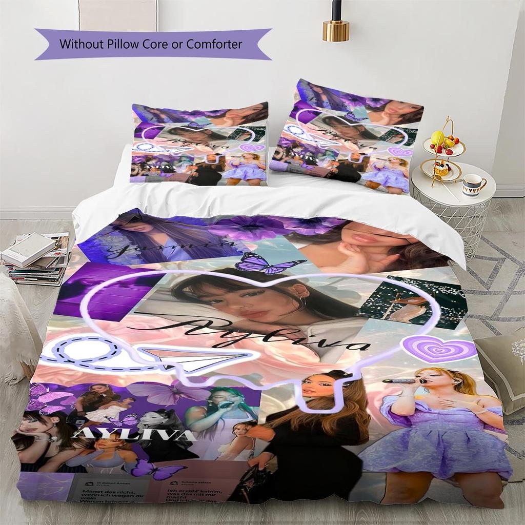 1PCS Ayliva Set Copripiumino Trapuntato con Fantasia a Tema Federa Decorazione per la Casa Regalo di Compleanno (1 * copripiumino + 2 * federa, senza nucleo)