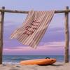 Pink Stripe Slow Life Oversized Microfiber Beach Towel Sand Proof Quick Dry, Absorbent for Swimming Pool Travel Camping