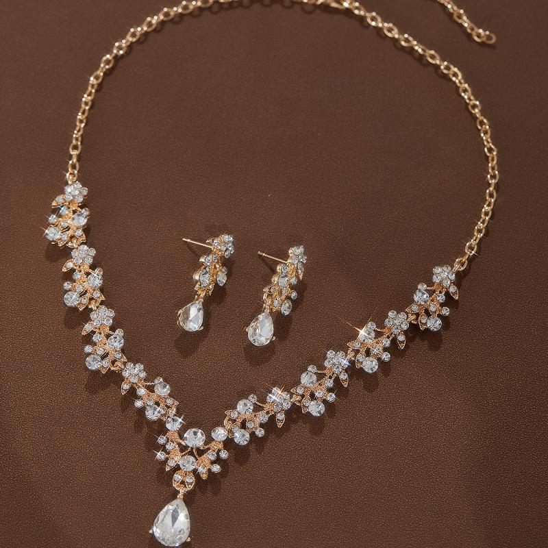 

Розкішний вишукано інкрустований цирконом яскравий набір сережок та намиста для жіночого циркону весільні аксесуари для нареченої циркон для вечірки