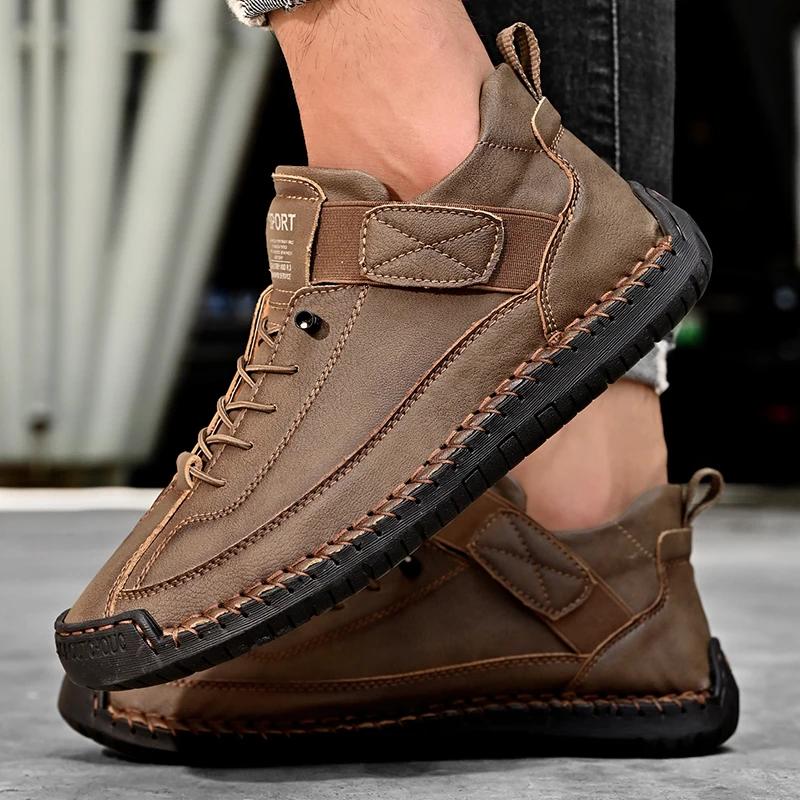 Genuine Leather Men Casual Shoes Breathable Sneakers Fashion British Style Loafers Men Luxury Designer Boat Shoes Zapatos Hombre