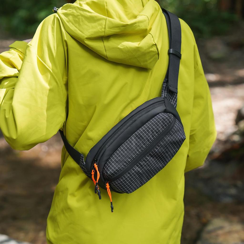 Ultraleichte Karierte Wasserdichte Nylon Herren Umhängetasche: Trendige Rad- & Handy-Bauchtasche