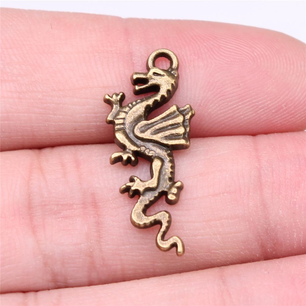 10pcs Charms Dragon Tibetan Bronze Silver Color Pendants Antique Jewelry Making DIY Handmade Craft
