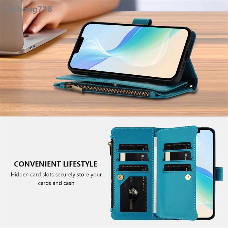 Zipper Leather Case For Redmi 6 7 8 9 Power 10 Prime Plus 2022 11 12 13 6A 8A 9T 9A 9i 9C Nfc 9AT 10A 10C 10X 11A 12C 13X 4G 5G Wallet Cover Casing
