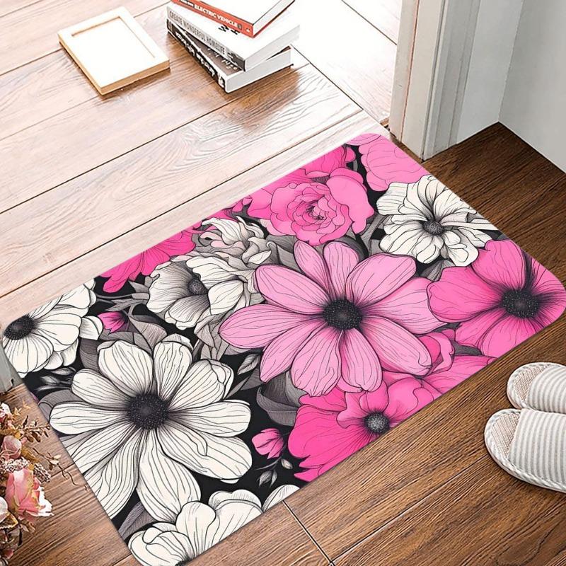 Retro Floral Printing Non-Slip Small Rug Waterproof Easy To Clean Floor Mat for Indoor Outdoor Use Durable Home Decor Fashion