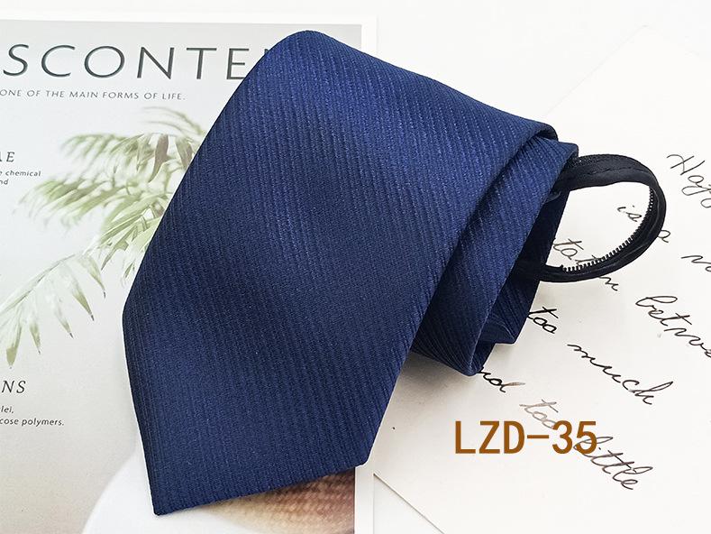 Men's Easy-Pull Knot-Free 8cm Striped Black Zipper Tie