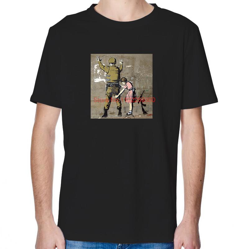 Letnie Bawełniane Nowe Koszule i Koszulki Banksy Dziewczyna Żołnierz Vintage Graficzne Koszulki Moda Streetwear Oddychająca Koszulka z Nadrukiem