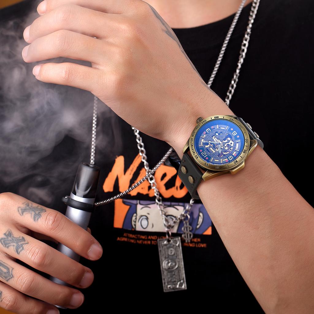 Fashionable Hollow European and American Style Men's Mechanical Watch Luminous Arabic Numerals Fully Automatic Mechanical Watch