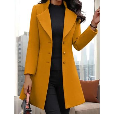 Women's Coats Solid Color Mid Length Jackets Straight Tube Single Breasted Suit Collar Outerwear Trendy Autumn Winter