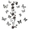3D Butterfly Wall Sticker 38*43cm Black Flower Vine Living Room Background Room Wall Sticker Dark Style Home Decoration