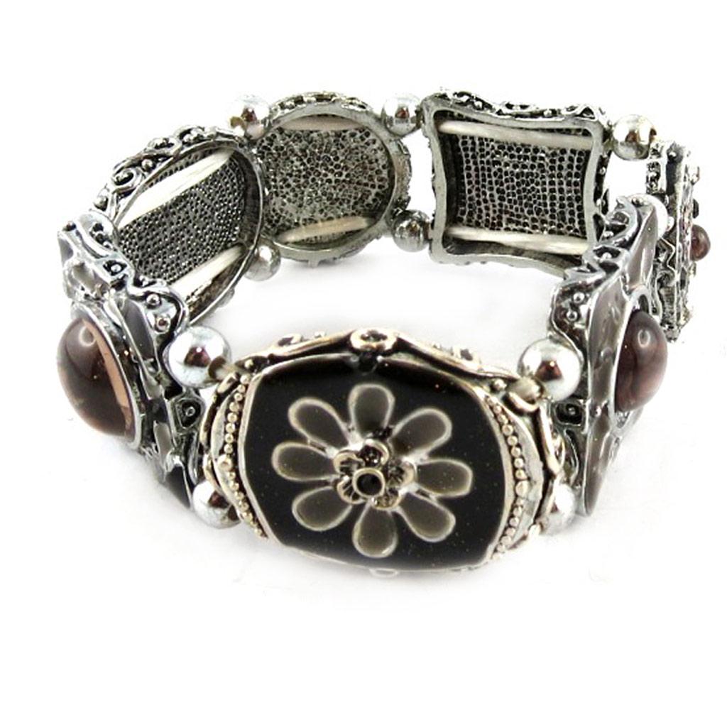 Les Trésors De Lily [F4276] - Bracelet Créateur 'Babouchka' Gris Noir