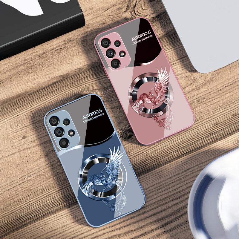 Handsome Pink Phoenix For Samsung S25 S25 Edge S25Ultra S8 9 S10 20 U ltra S21 Pro S22 Plus S23 FE S24 Ultra Glass Phone Case