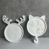 Christmas Cat Elk Antlers Shaped Tray Silicone Molds Handmade Diy Crafts Christmas Jewelry Tools Pottery Mould Home Decorative