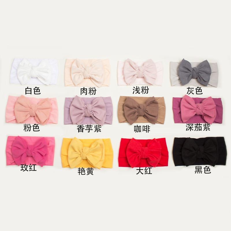 Spring thin baby plain bow headscarf, children's soft and comfortable nylon headband, baby headband
